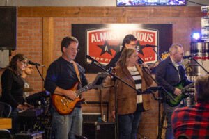 Musicians performing at a concert.